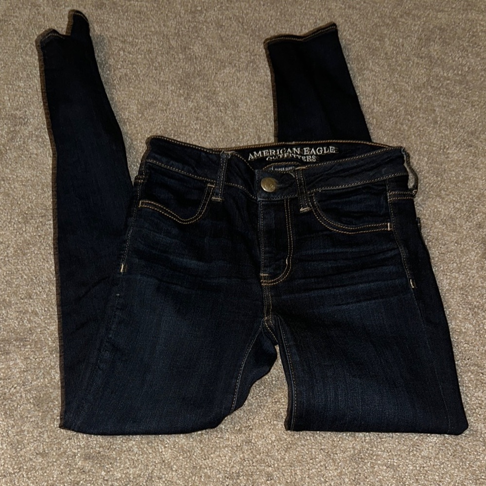 American Eagle Outfitters Women's High Rise Dark Blue Jeans